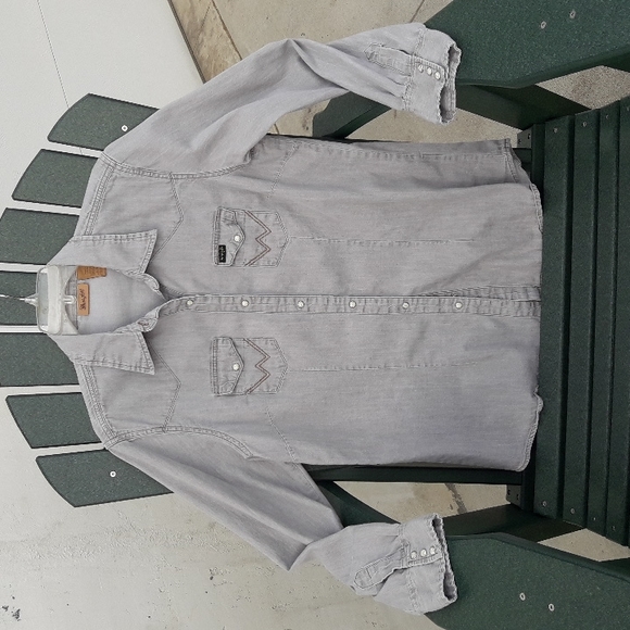 Women's Wrangler Shirt Gray Denim Large - Picture 12 of 12
